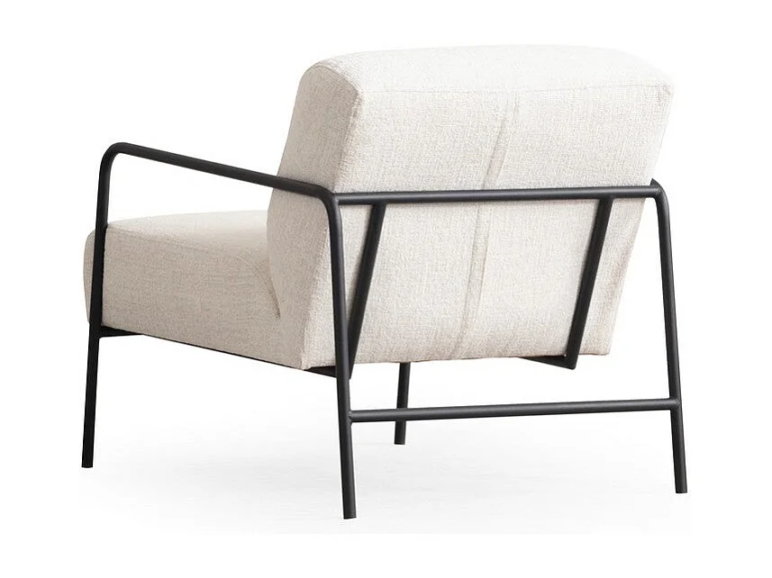 Elegante fauteuil, wit, 70 x 90 x 75 cm | Frame van beukenhout en spaanplaat, 100% polyester, zachte schuimkussens | Zwarte metalen poten