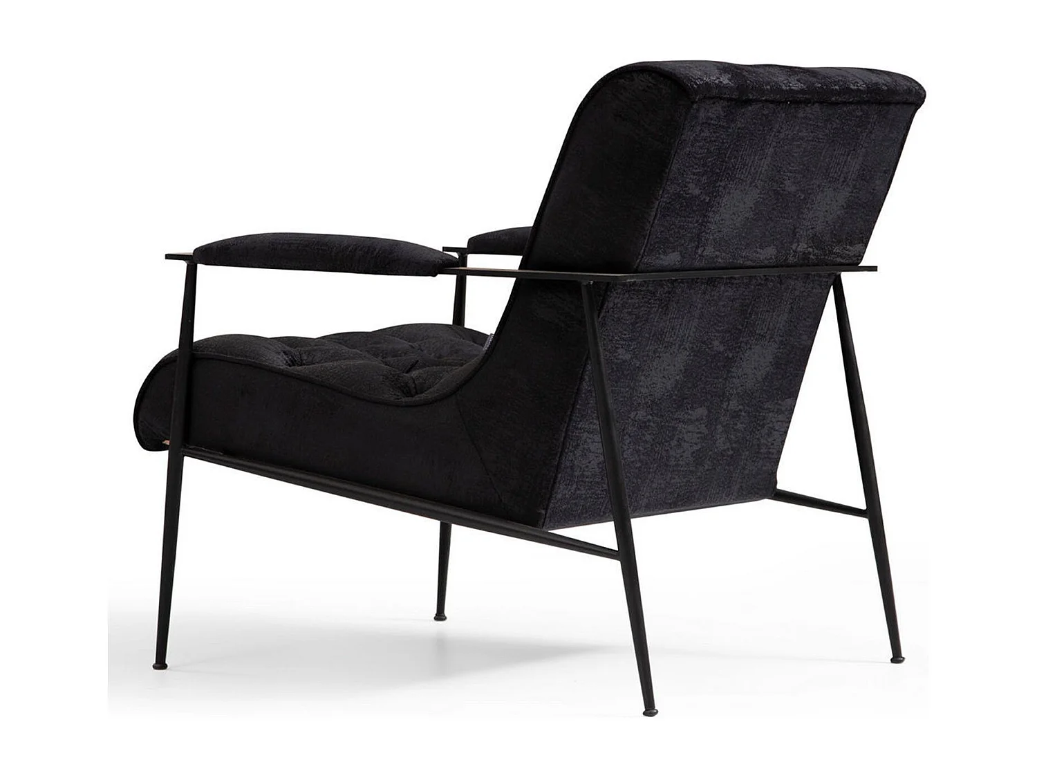 Stijlvolle oorfauteuil, zwart, 75 x 80 x 85 cm | Frame van beukenhout en spaanplaat, 100% polyester, kussens van zacht schuim en veren |