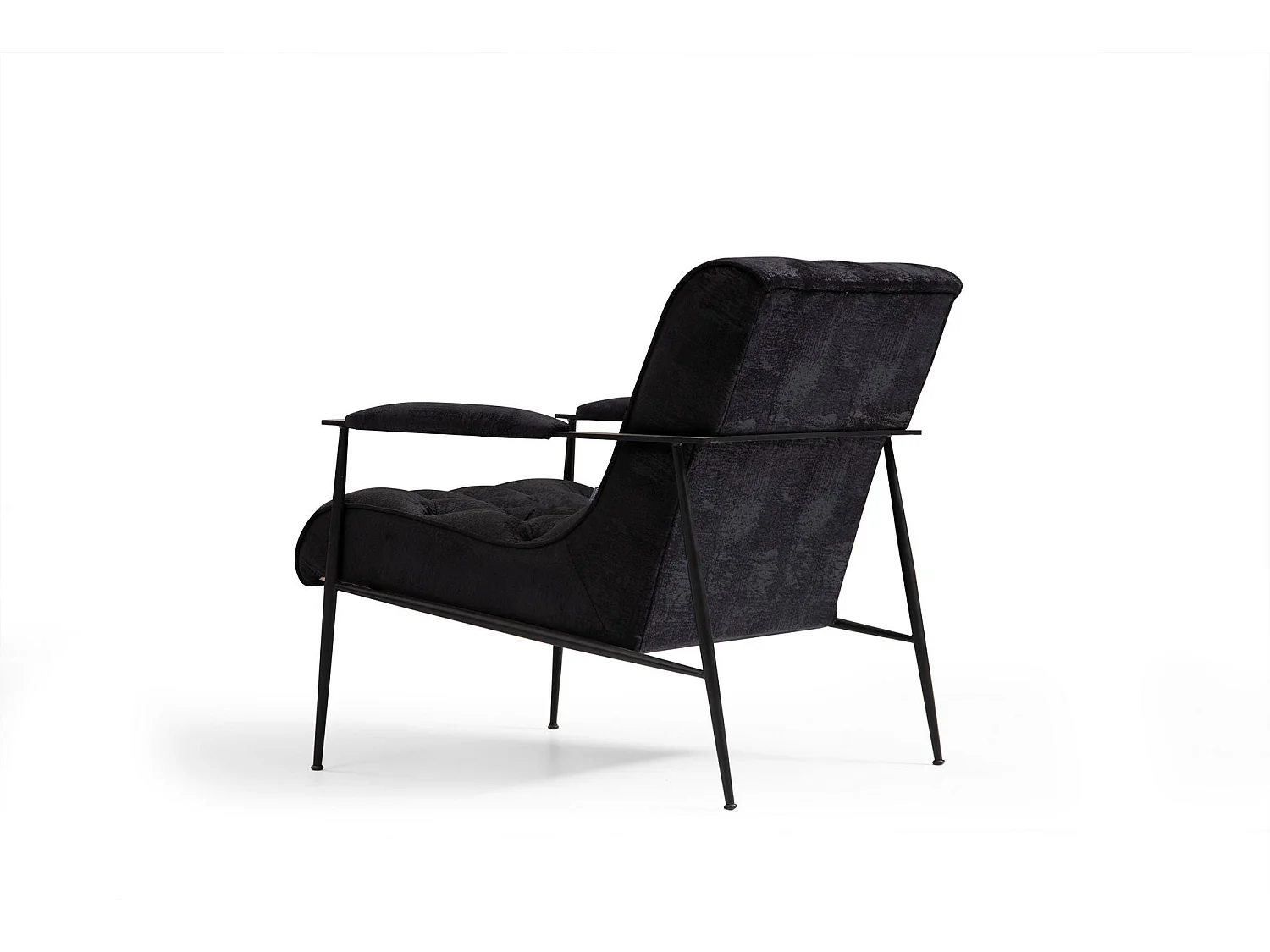 Stijlvolle oorfauteuil, zwart, 75 x 80 x 85 cm | Frame van beukenhout en spaanplaat, 100% polyester, kussens van zacht schuim en veren |