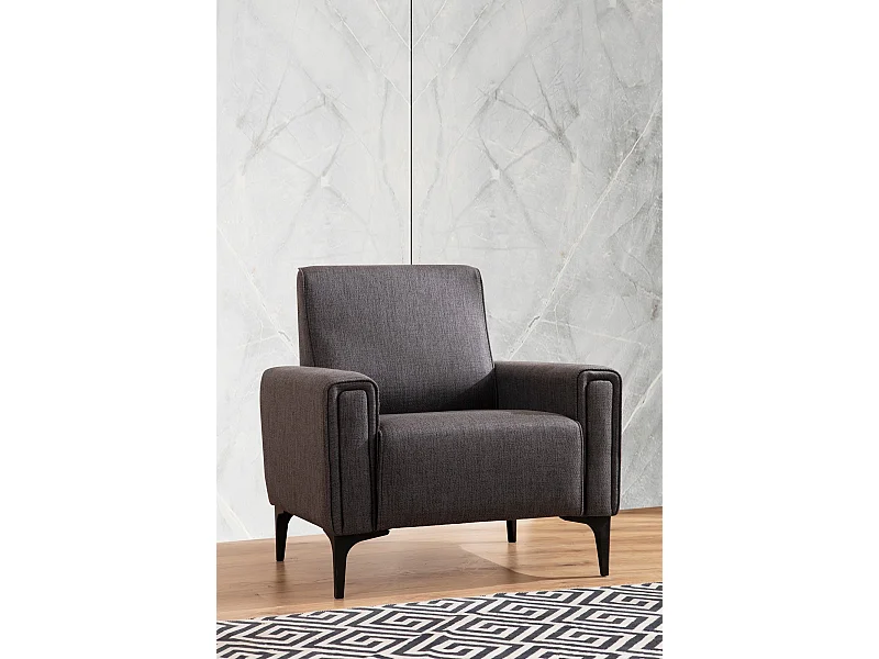 Elegante 1-zits fauteuil, donkergrijs, 90 x 85 x 77 cm | Frame van beukenhout en spaanplaat, stof van 100% polyester | Kussens van schuimrub