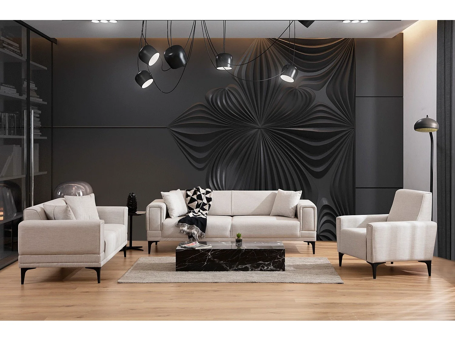 Elegante fauteuil met één zitplaats, ecru, 90 x 85 x 77 cm | Frame van beukenhout en spaanplaat, stof van 100% polyester | Kussens van zacht