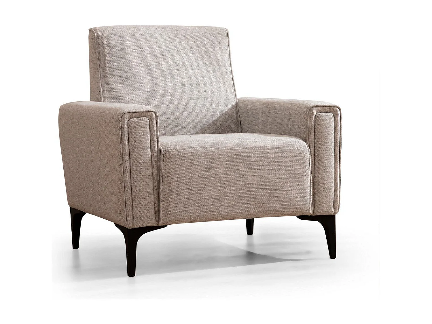 Elegante fauteuil met één zitplaats, ecru, 90 x 85 x 77 cm | Frame van beukenhout en spaanplaat, stof van 100% polyester | Kussens van zacht