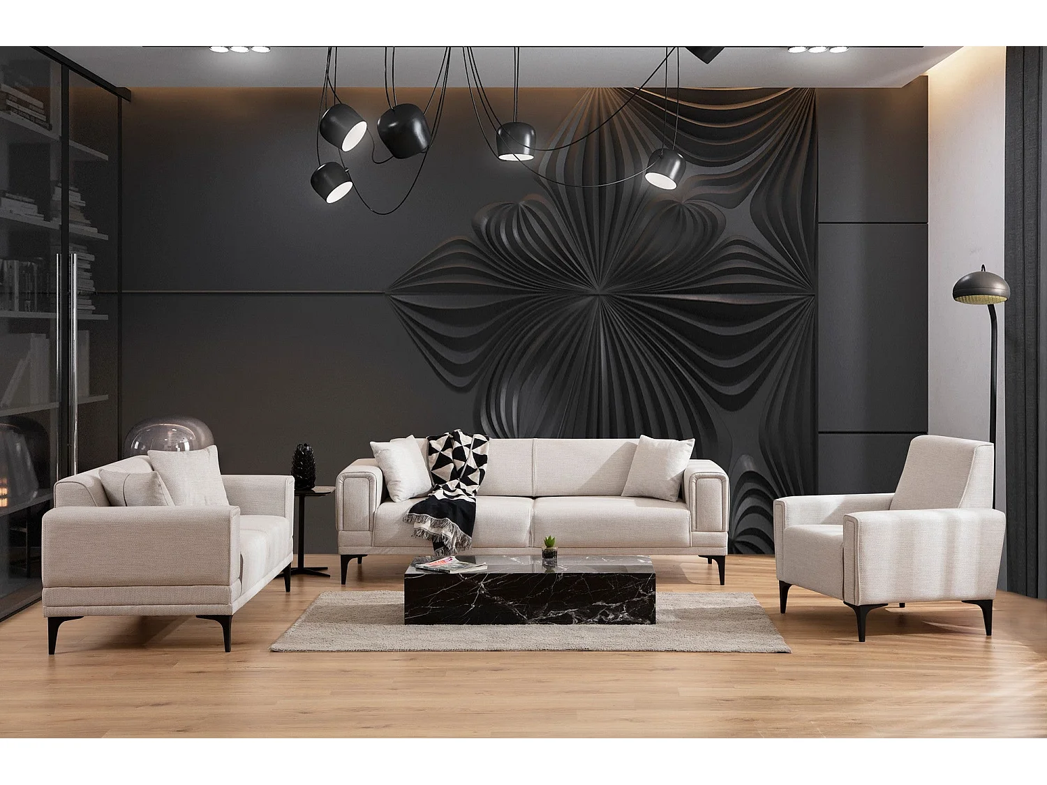 Elegante fauteuil met één zitplaats, ecru, 90 x 85 x 77 cm | Frame van beukenhout en spaanplaat, stof van 100% polyester | Kussens van zacht