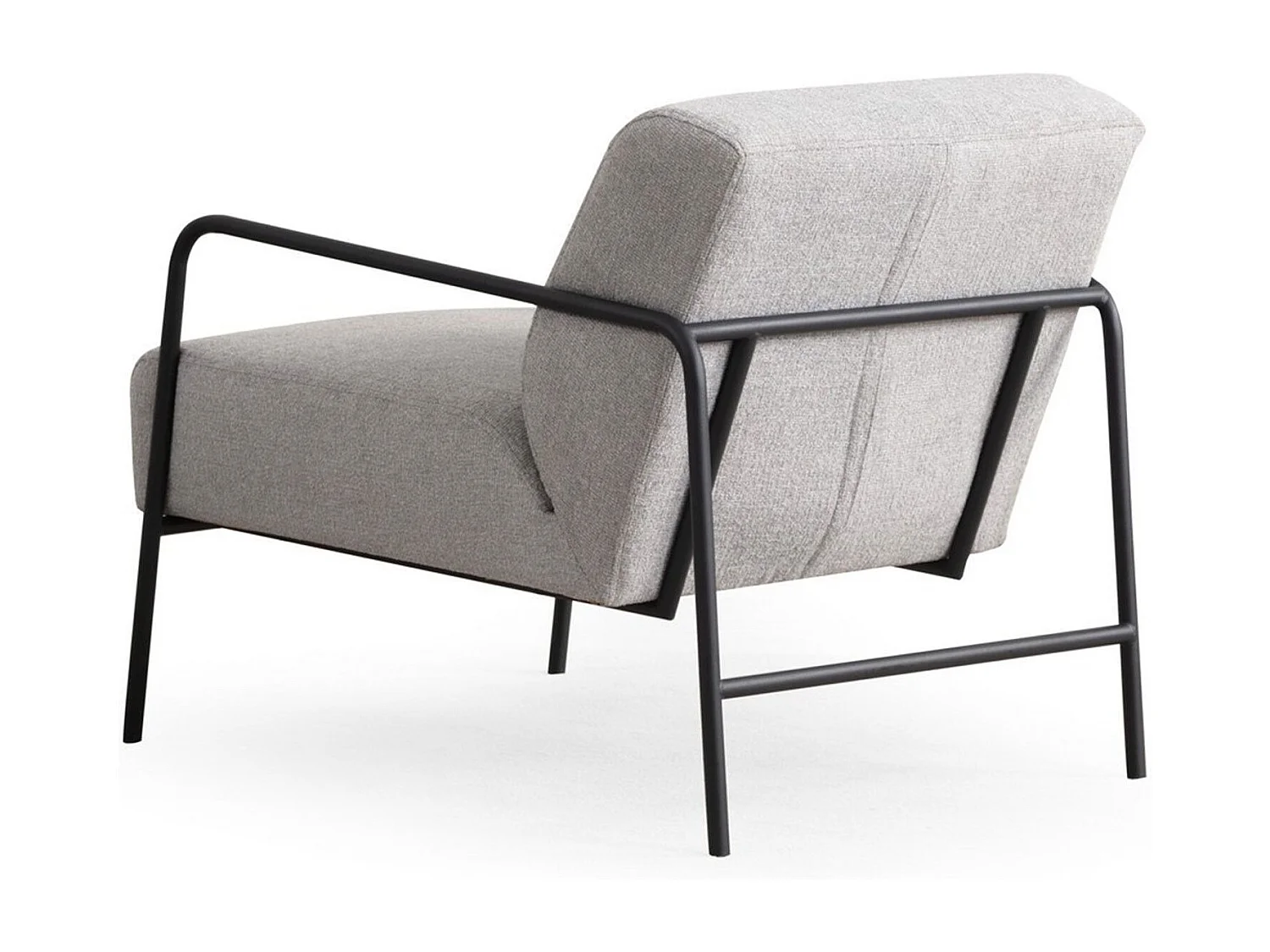 Stijlvolle oorfauteuil, grijze stof, 70 x 90 x 75 cm | Frame van beukenhout en spaanplaat, poten van zwart metaal | Kussens van schuimrubber