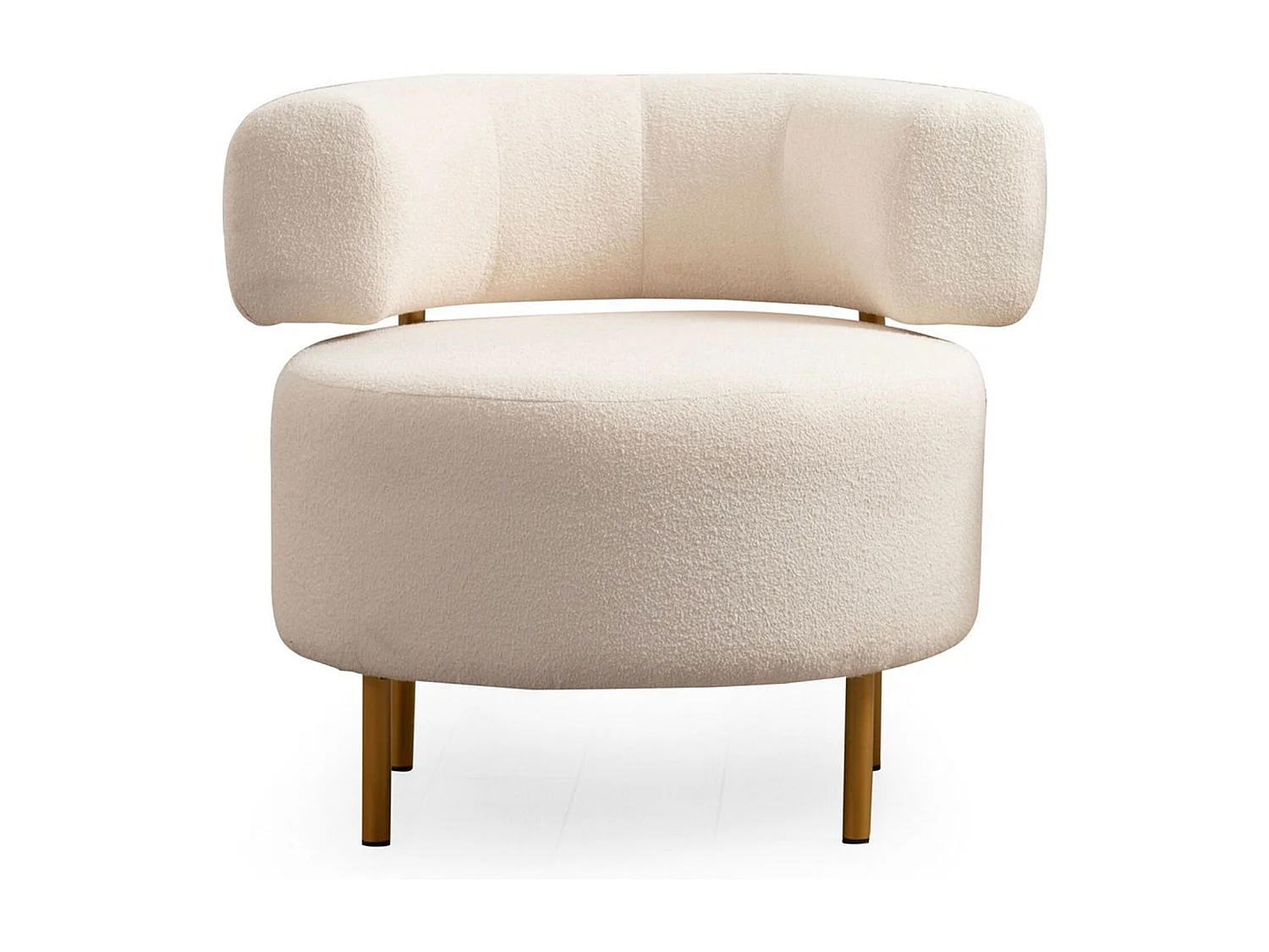 Elegante fauteuil, wit, 76 x 85 x 80 cm | Frame van beukenhout en spaanplaat, 100% polyester, poten van goudkleurig metaal | Kussen