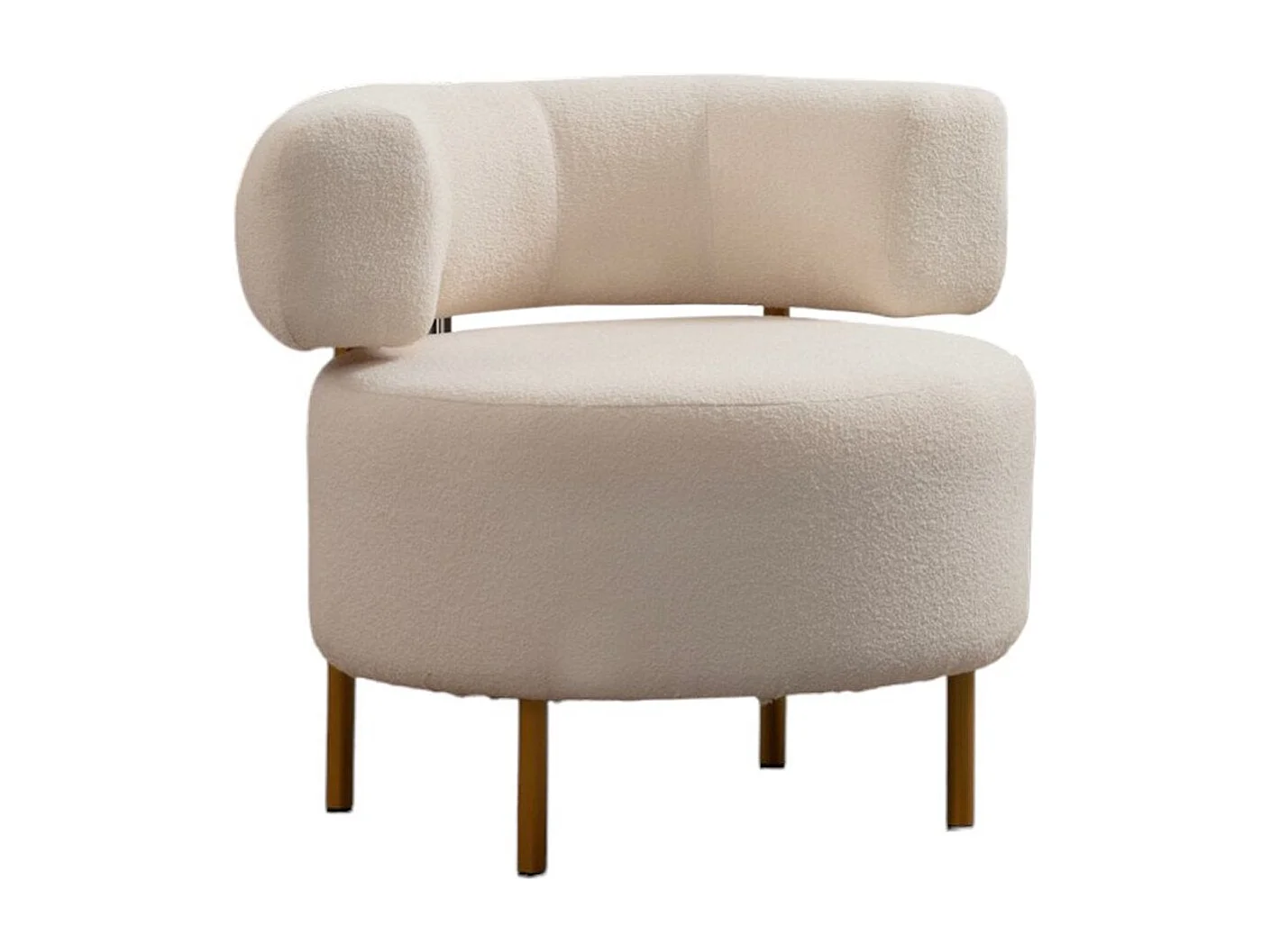 Elegante fauteuil, wit, 76 x 85 x 80 cm | Frame van beukenhout en spaanplaat, 100% polyester, poten van goudkleurig metaal | Kussen