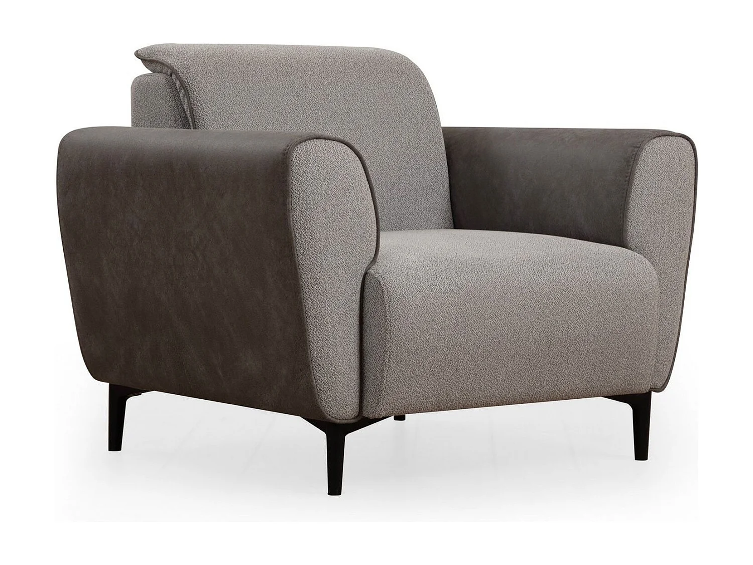 Elegancki fotel 1-osobowy, szary, 100 cm | Stelaż z drewna bukowego i płyty wiórowej, tkanina 100% poliester | Miękkie poduszki piankowe, łatwe do czyszczenia