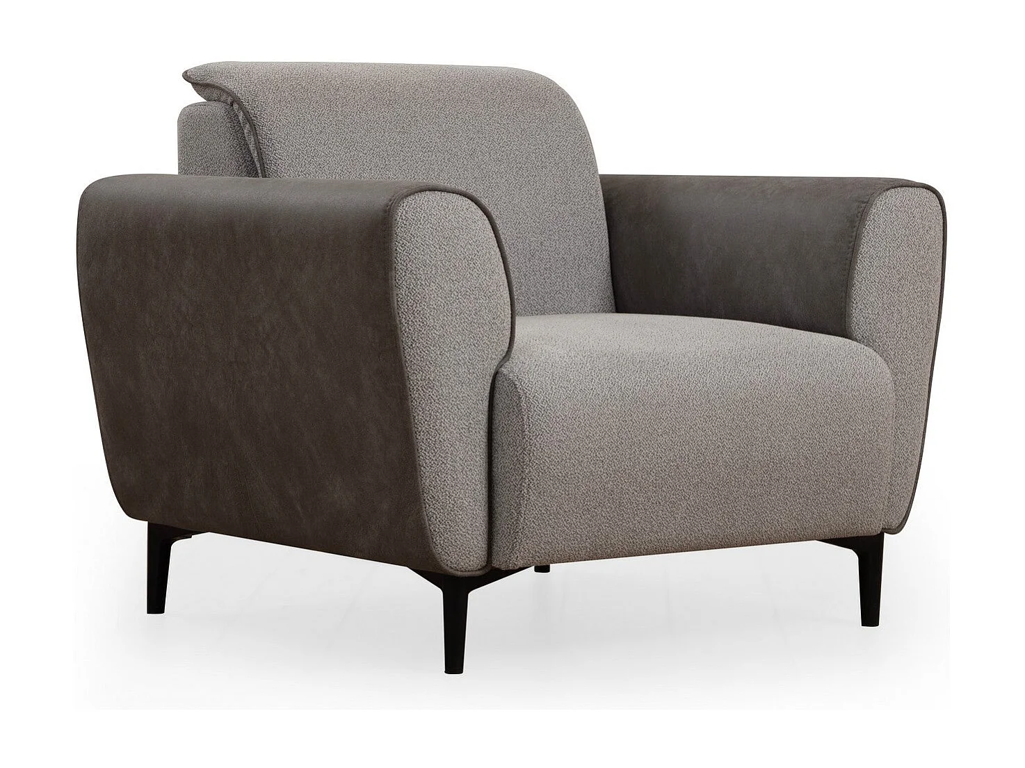 Elegancki fotel 1-osobowy, szary, 100 cm | Stelaż z drewna bukowego i płyty wiórowej, tkanina 100% poliester | Miękkie poduszki piankowe, łatwe do czyszczenia