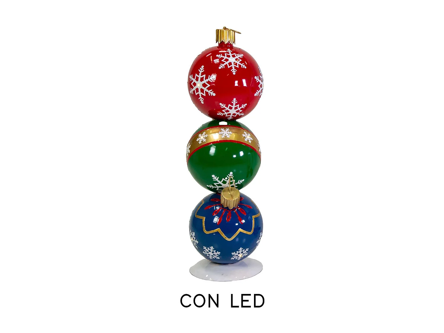 Sfera metallo trio rosso, verde e blu con led cm38,5x30h103