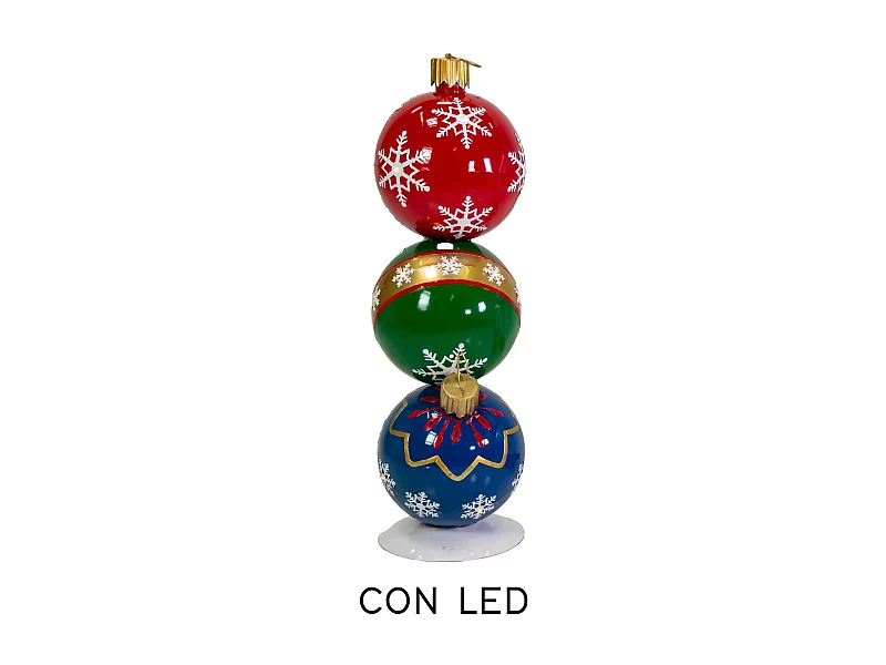 Sfera metallo trio rosso, verde e blu con led cm38,5x30h103