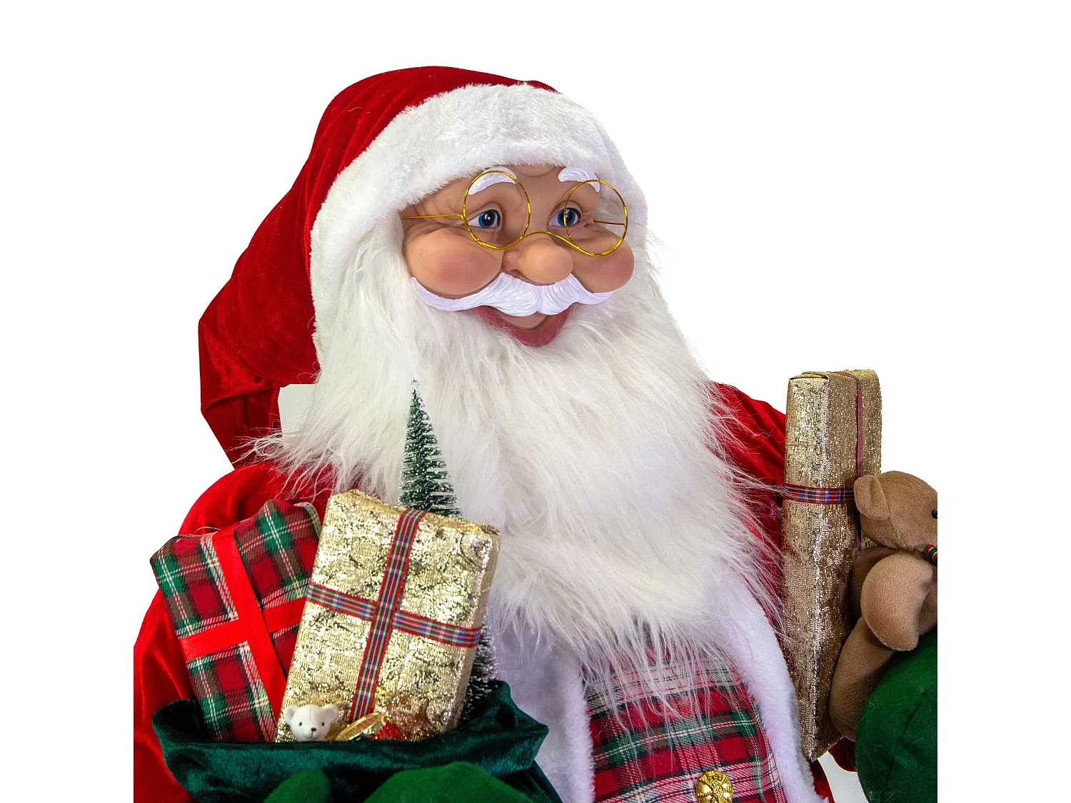 Babbo natale tessuto rosso con bastone seduto cm h150