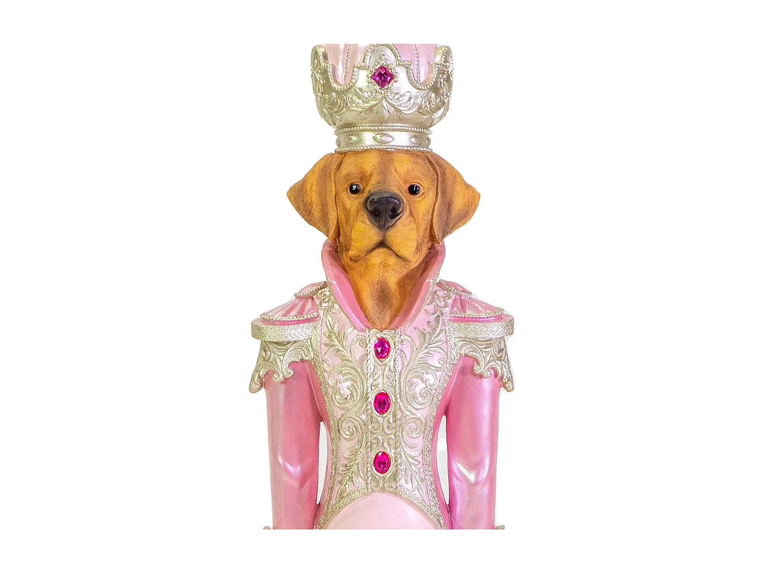 Soldatino in resina, a forma di cane colore rosa cm24x22h92