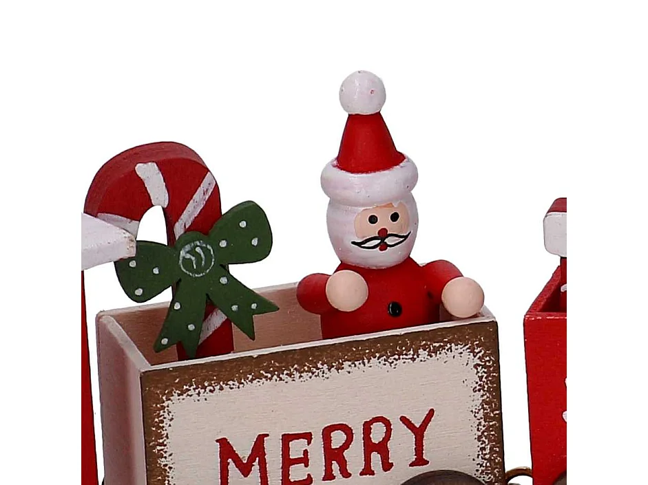 Trenino in legno rosso con scritte cm28x4h8,5