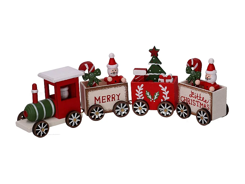 Trenino in legno rosso con scritte cm28x4h8,5