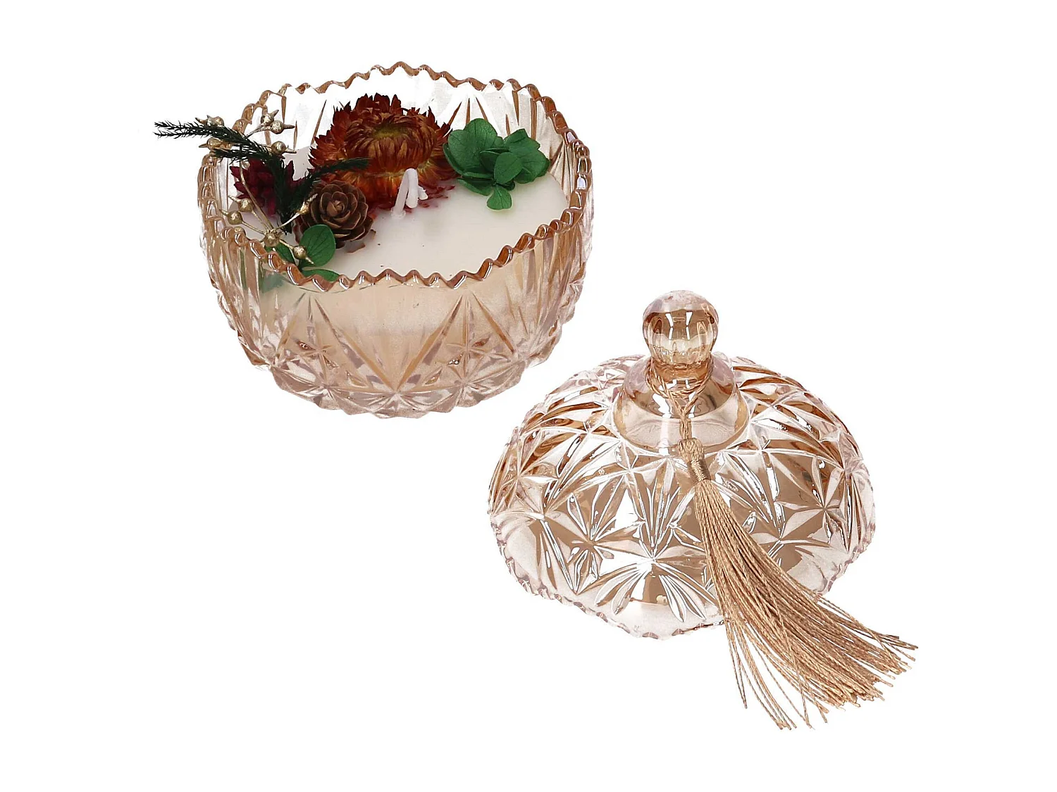 Candela profumata in vetro con frutta cm24x13h8