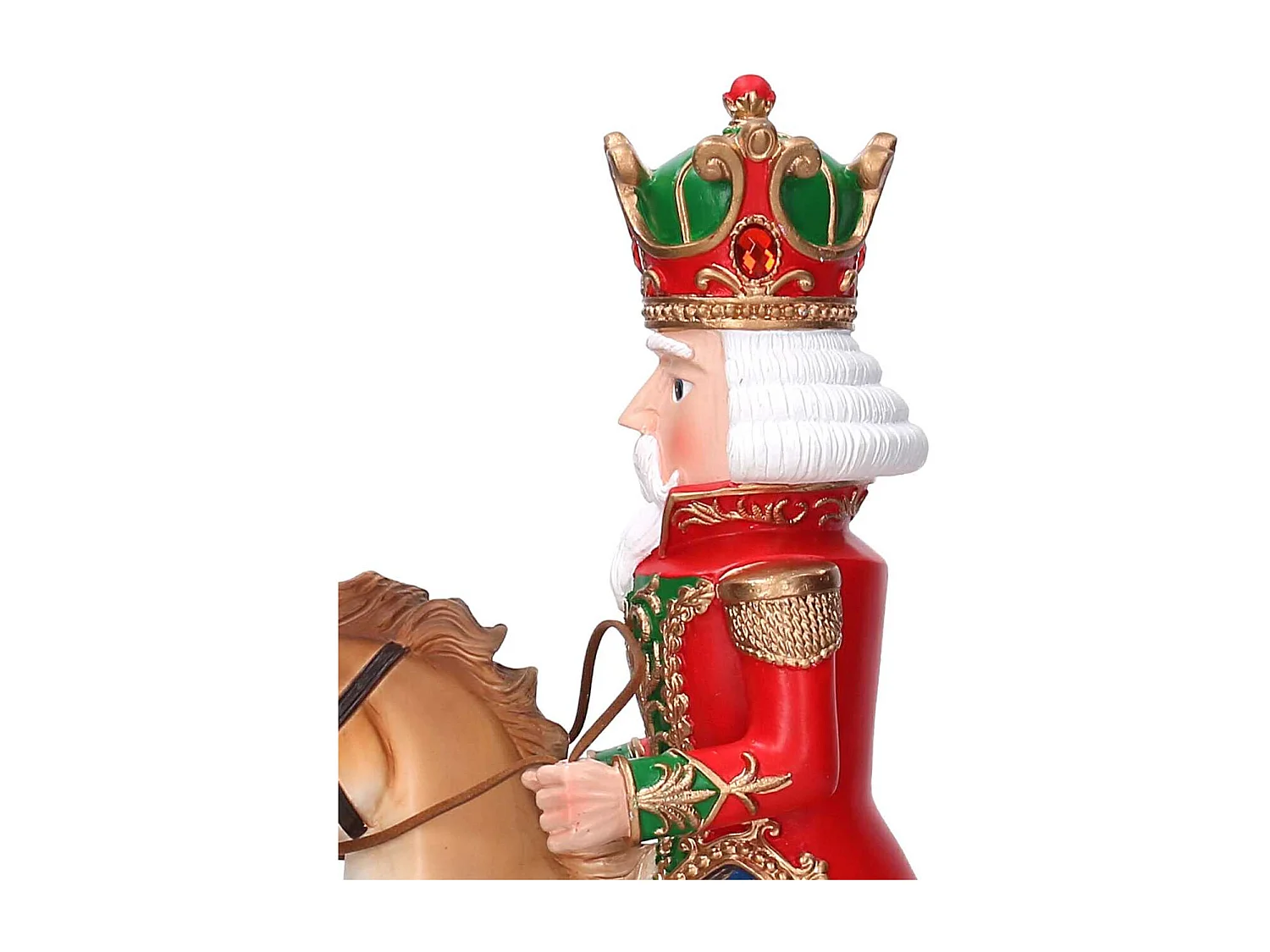 Soldatino in resina con cavallo rosso cm32x13,5h39