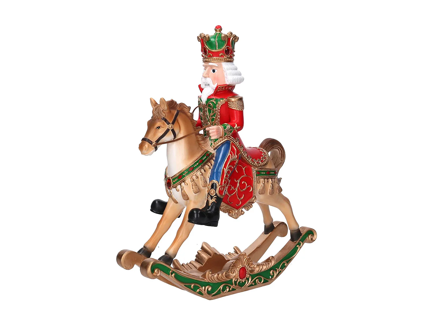 Soldatino in resina con cavallo rosso cm32x13,5h39