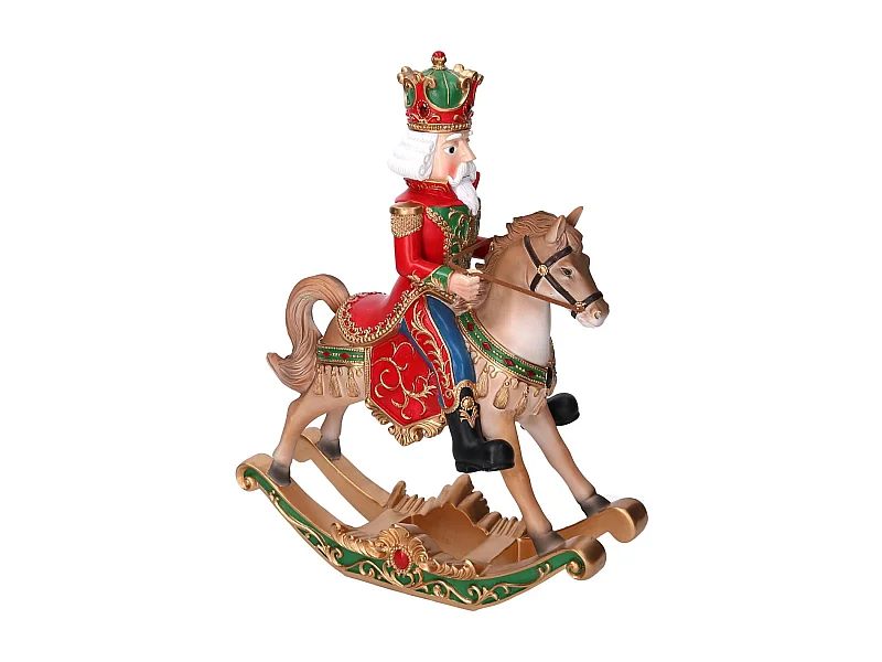 Soldatino in resina con cavallo rosso cm32x13,5h39