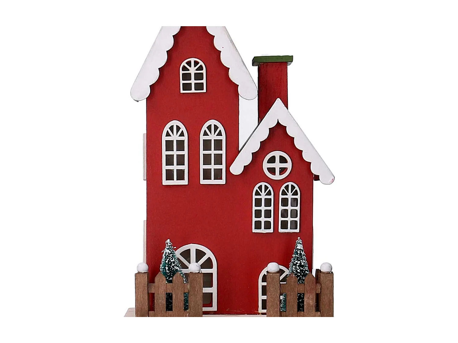 Casetta in legno rosso con led cm13x11,5h45,5