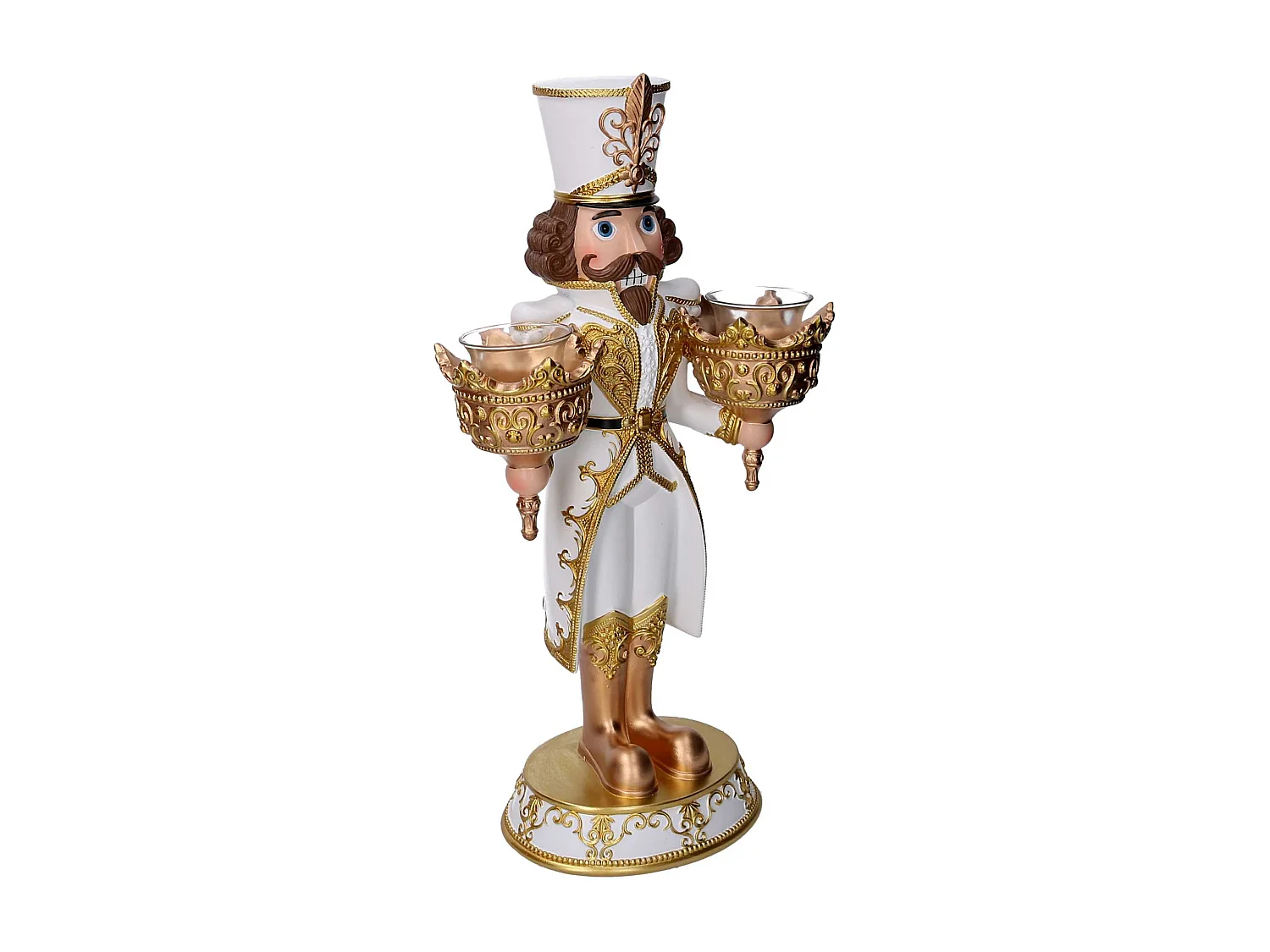 Portacandele in resina, forma soldatino oro cm25x13,5h45,5