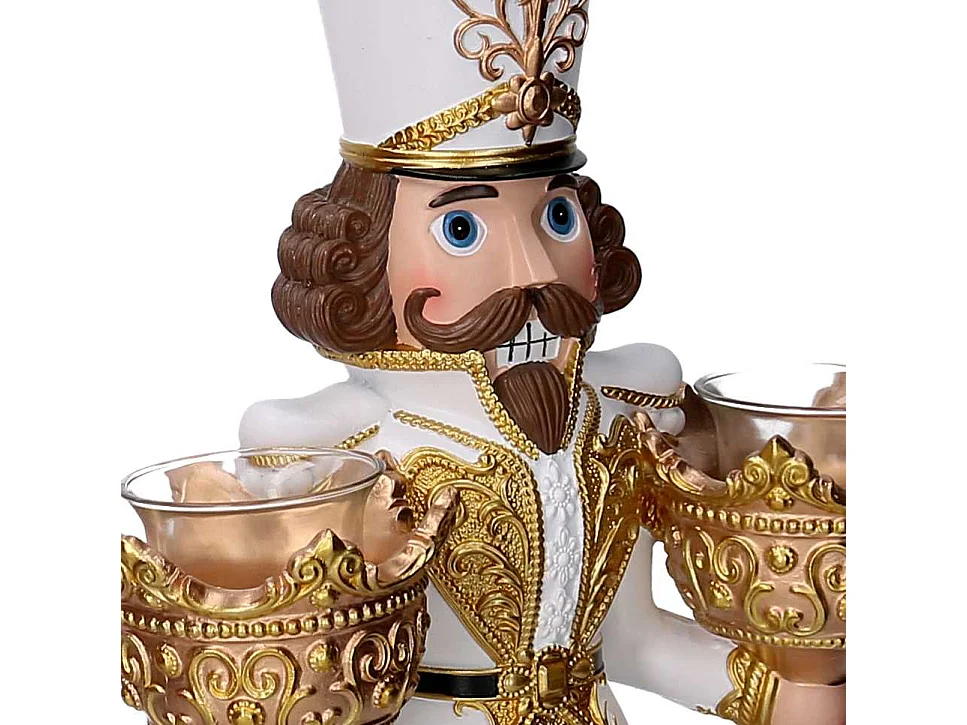 Portacandele in resina, forma soldatino oro cm25x13,5h45,5