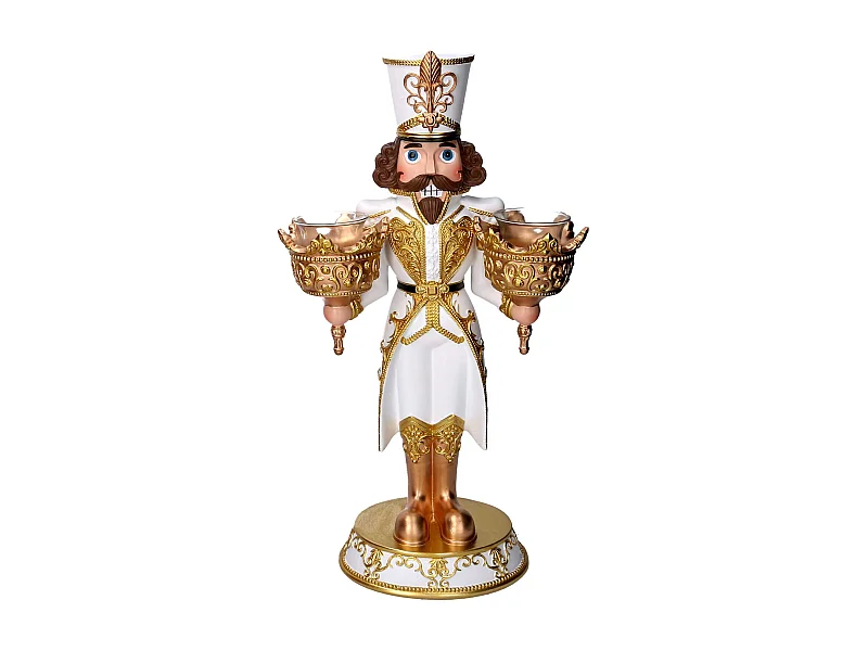 Portacandele in resina, forma soldatino oro cm25x13,5h45,5