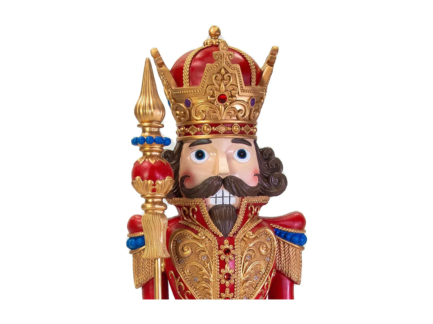 Soldatino in resina con led e scettro rosso e verde cm44x41h153