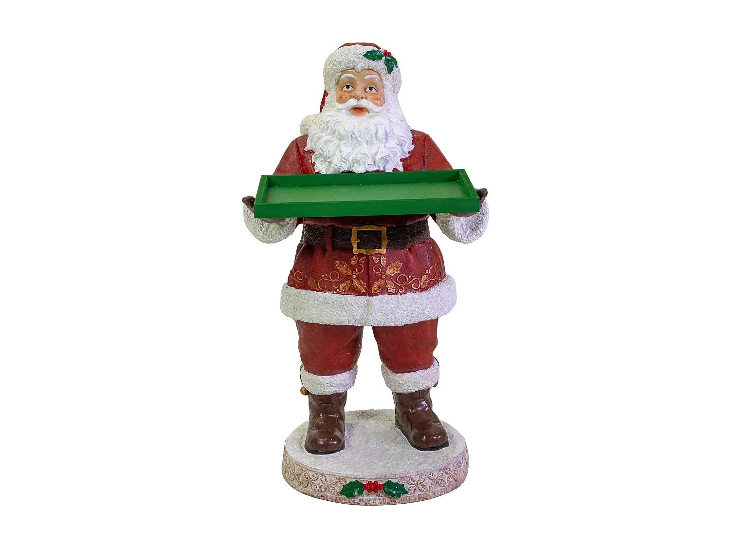 Babbo natale in resina con vassoio rosso cm53x48h93