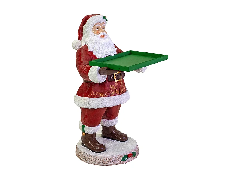 Babbo natale in resina con vassoio rosso cm53x48h93