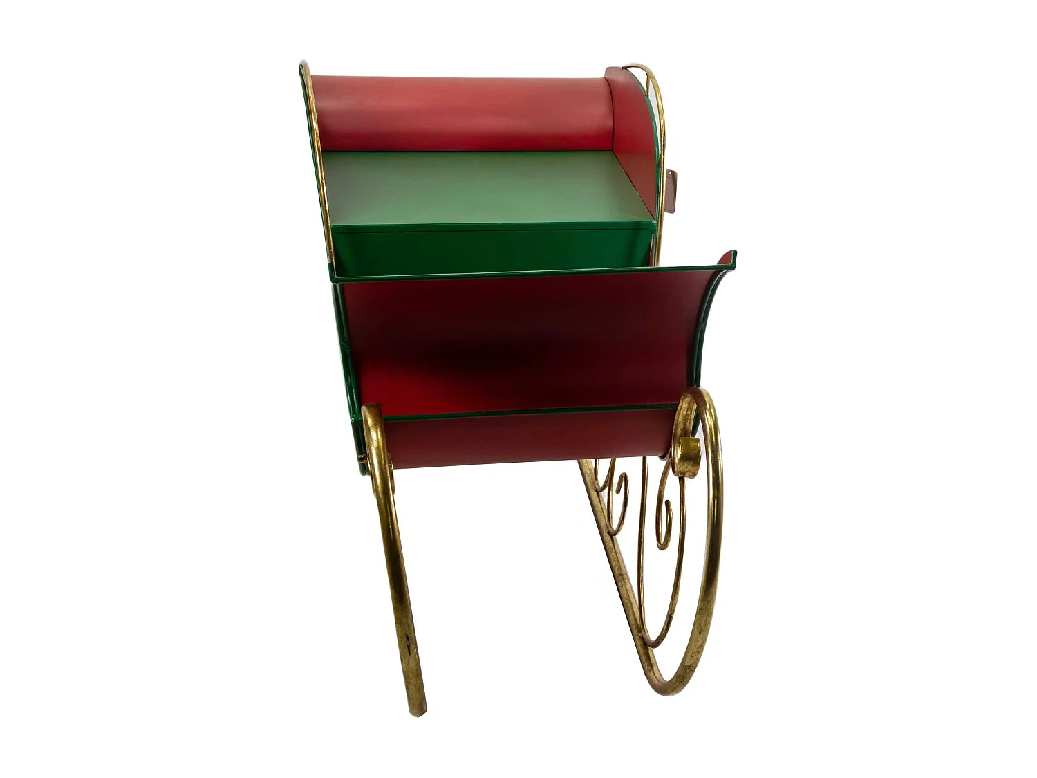 Slitta in metallo verde e rosso cm172,7x68,5h80,6