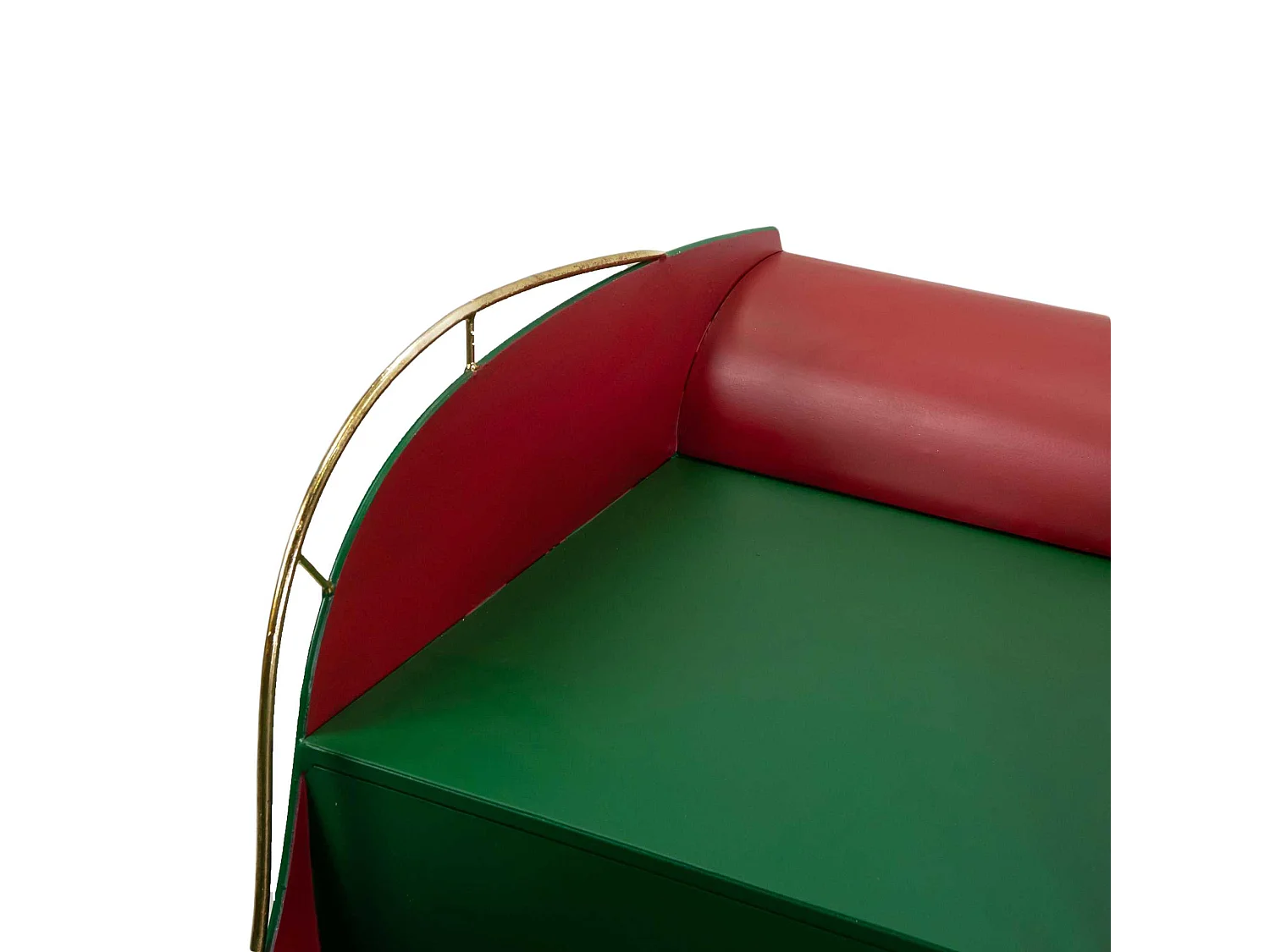 Slitta in metallo verde e rosso cm172,7x68,5h80,6