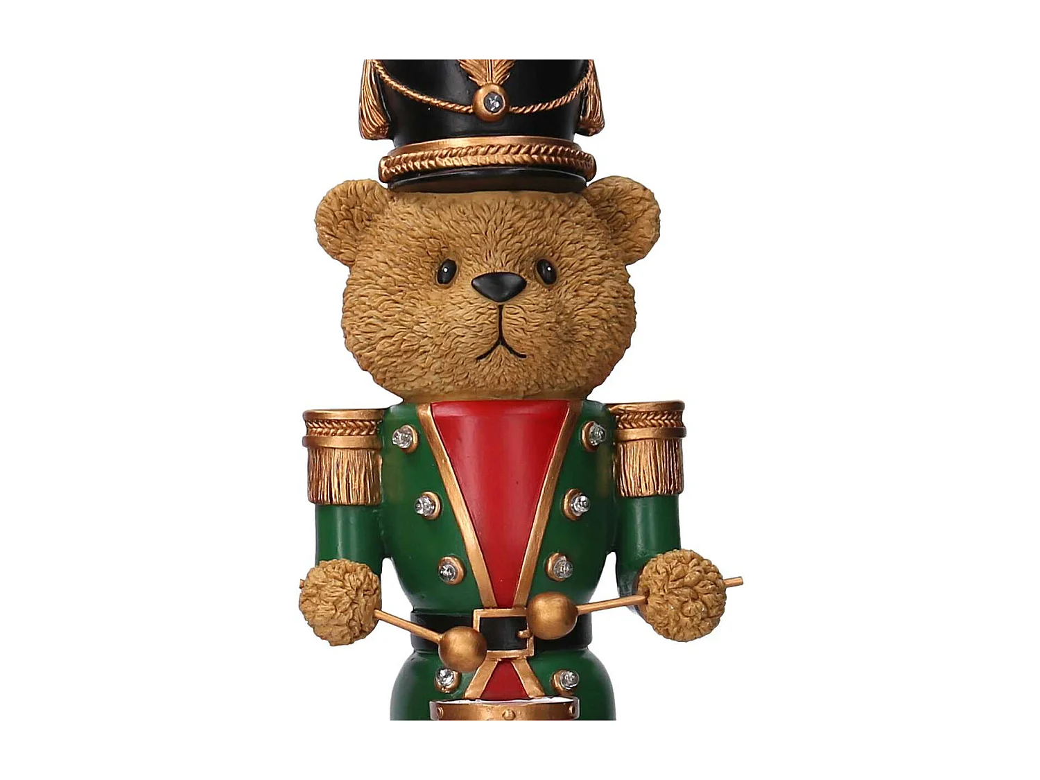 Soldatino in resina orso con tamburo led verde cm15x13h46