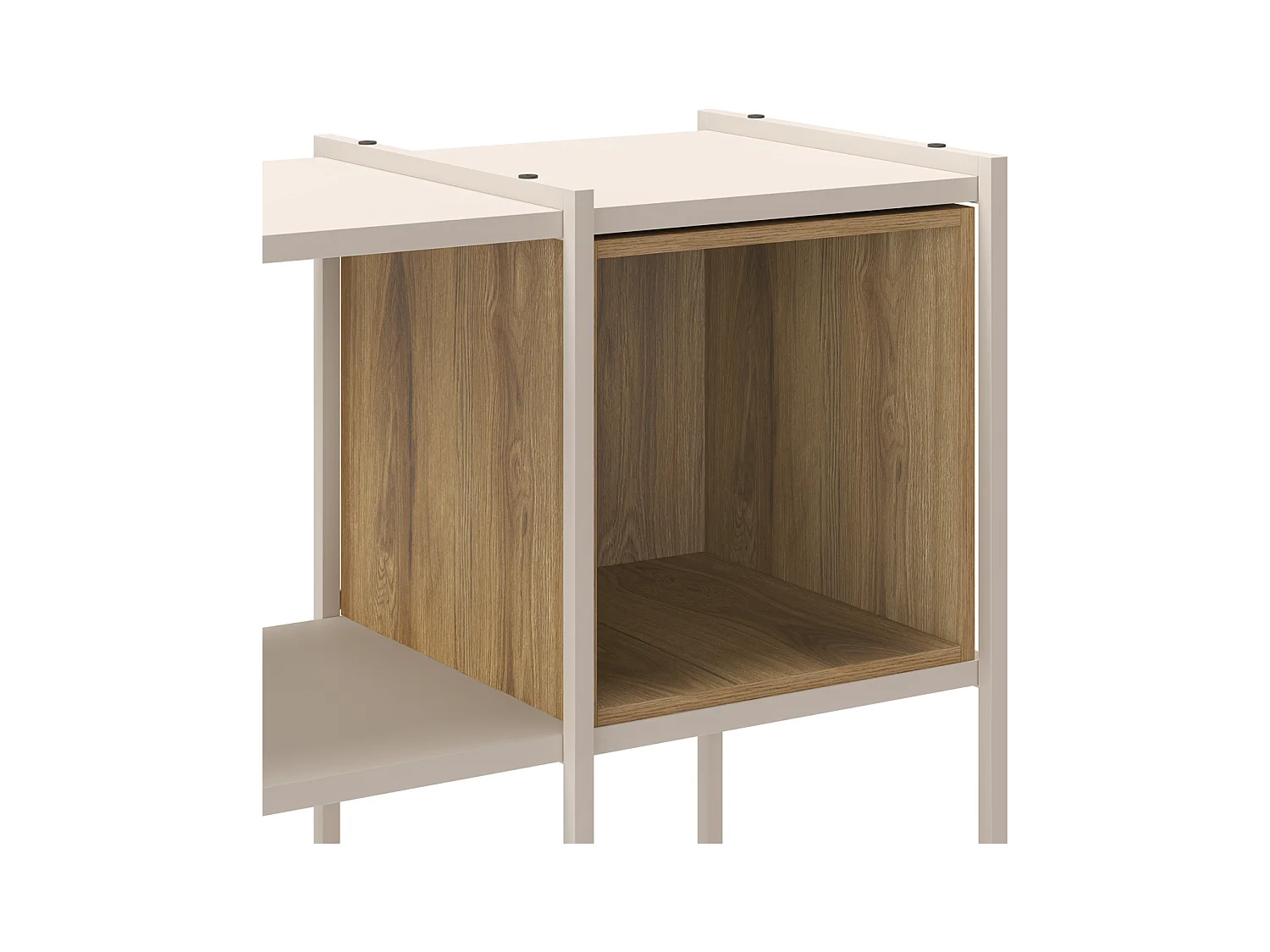 Bibliothèque 5 niveaux en métal beige et décor bois 70 cm - Elie