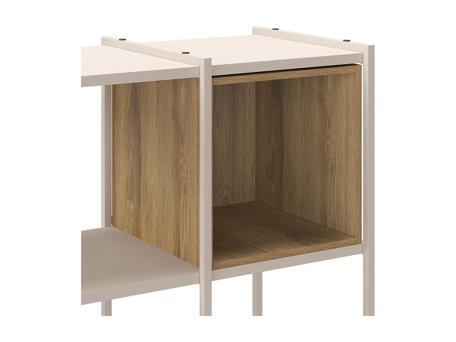 Bibliothèque 5 niveaux en métal beige et décor bois 70 cm - Elie