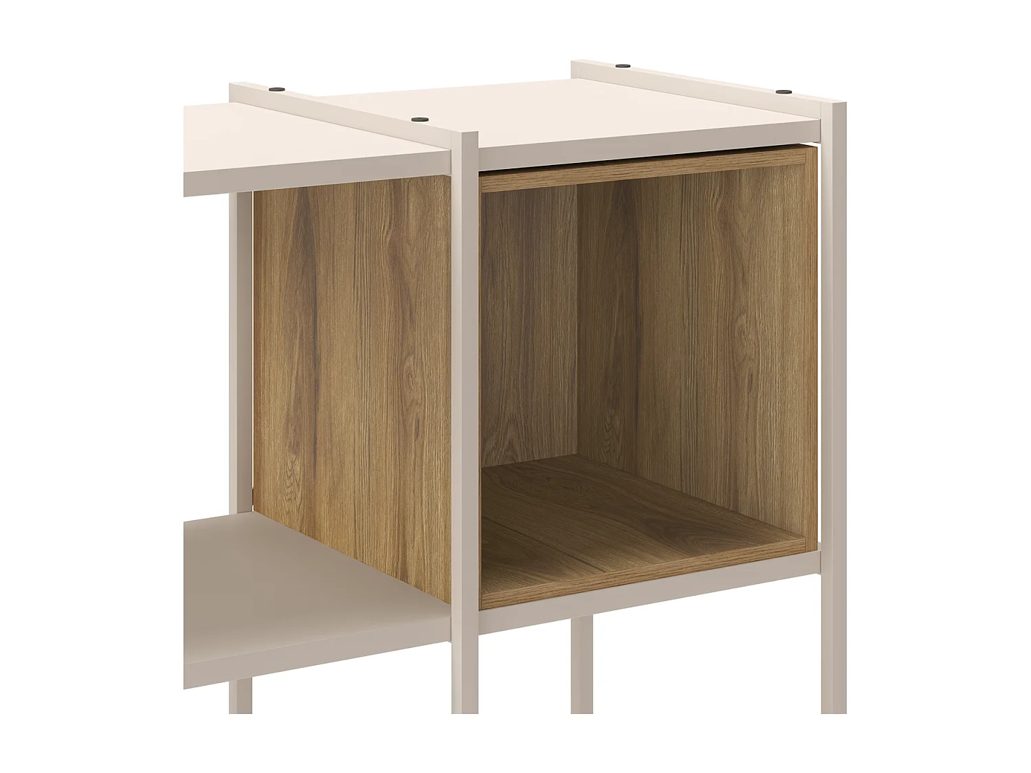 Bibliothèque 5 niveaux en métal beige et décor bois 70 cm - Elie