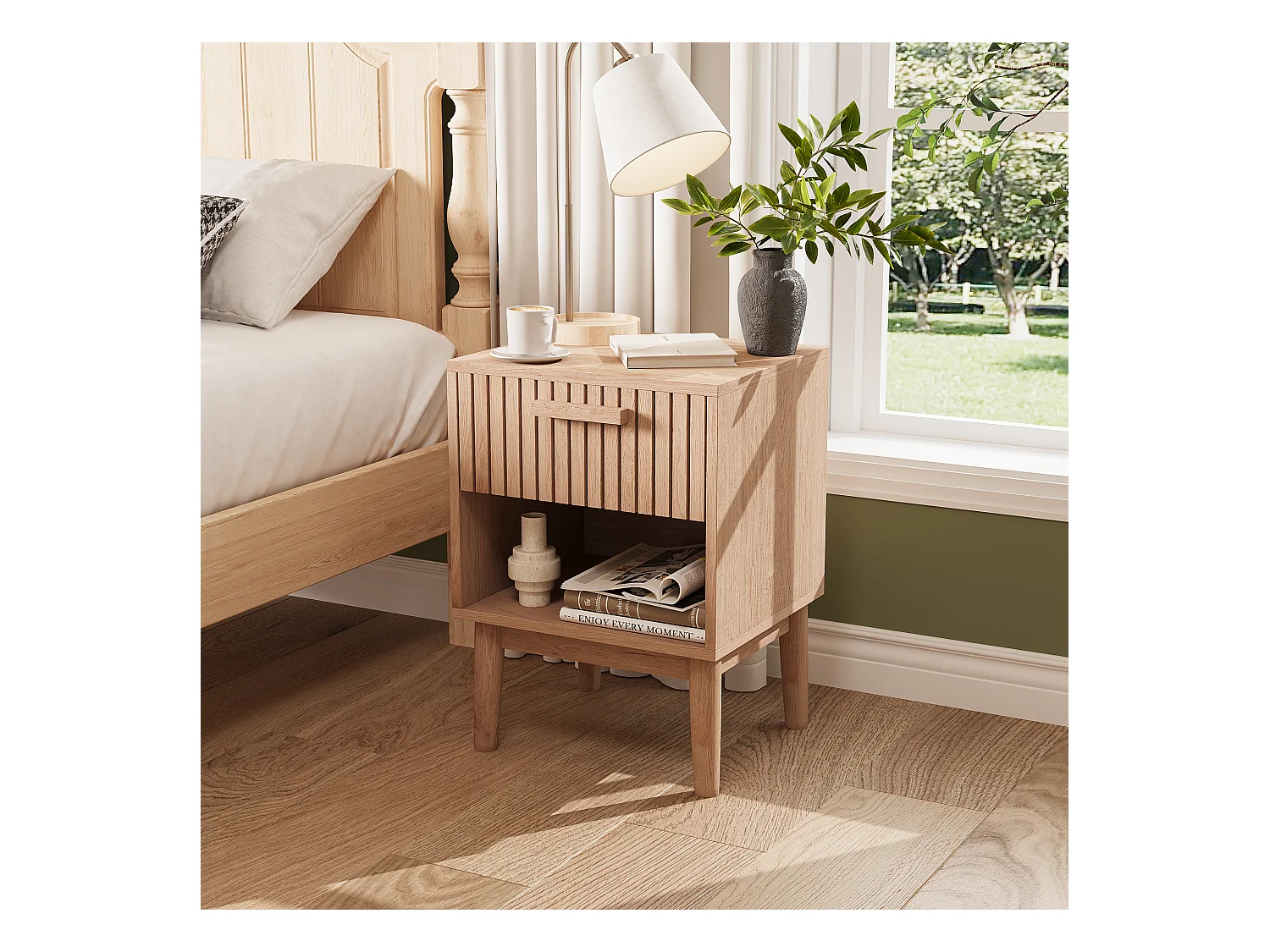 Lot De 2 Table de Chevet, Table de Nuit avec 1 tiroir Moderne bohème pour Chambre à Coucher, Salon