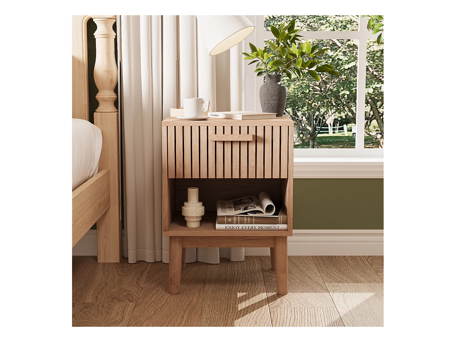 Lot De 2 Table de Chevet, Table de Nuit avec 1 tiroir Moderne bohème pour Chambre à Coucher, Salon