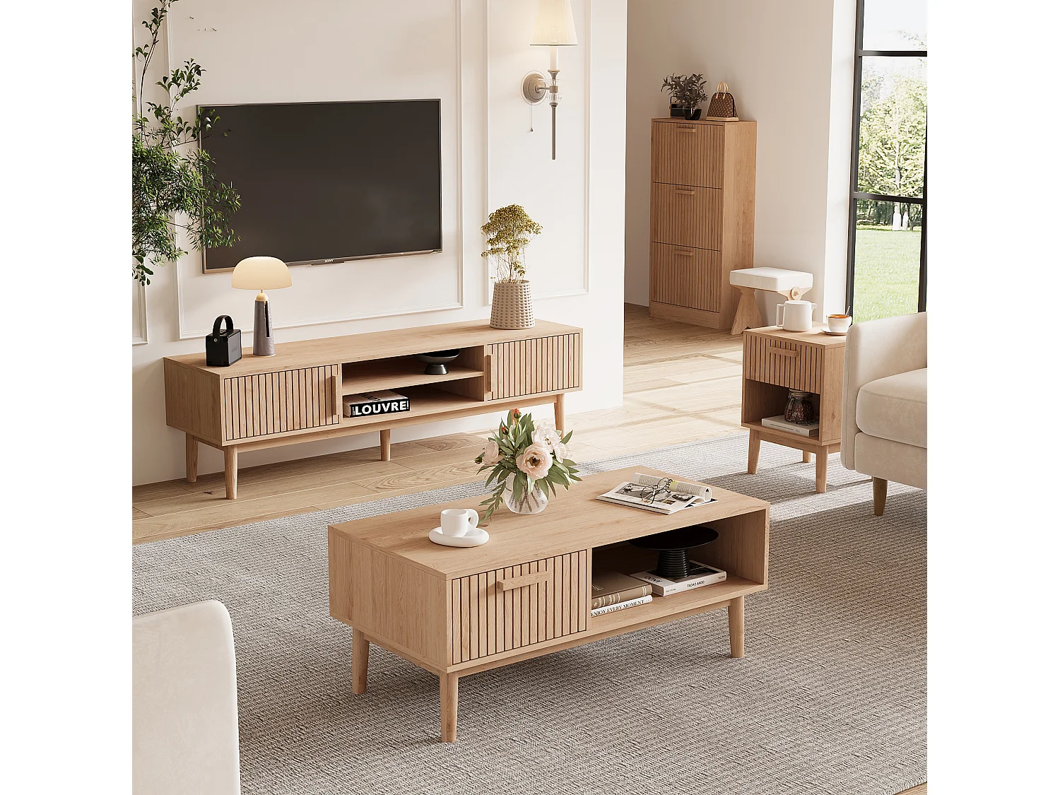 Lot De 2 Table de Chevet, Table de Nuit avec 1 tiroir Moderne bohème pour Chambre à Coucher, Salon