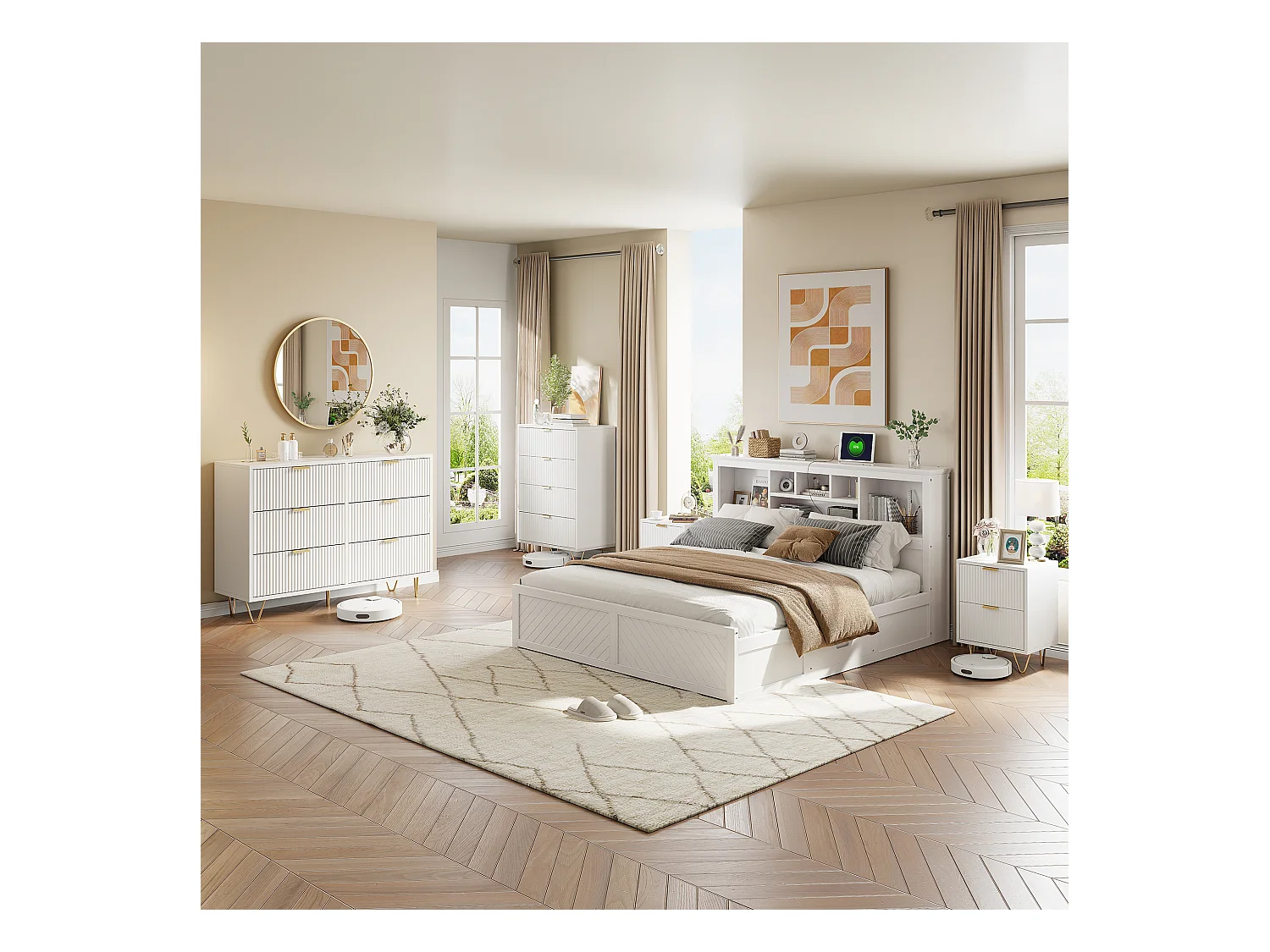 Lot De 2 Table de Chevet, Table de Nuit avec 2 tiroir en Bois Moderne pour Chambre à Coucher, Salon