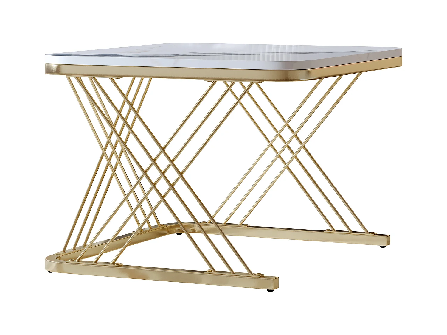 Lot de 2 Tables Basses gigognes, Carrées Table d'appoint, doré