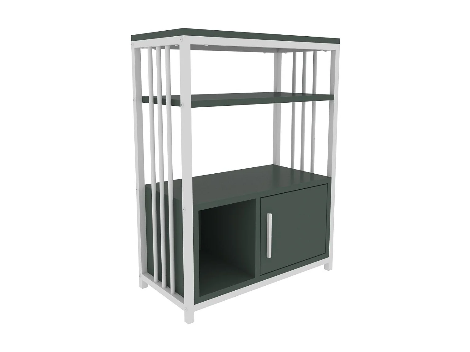 Elegantes grün-weißes Bücherregal, 60 x 80 x 29,6 cm | 100 % melaminbeschichtete Spanplatte, 18 mm dick | Perfekt für moderne Wohn- und Büro