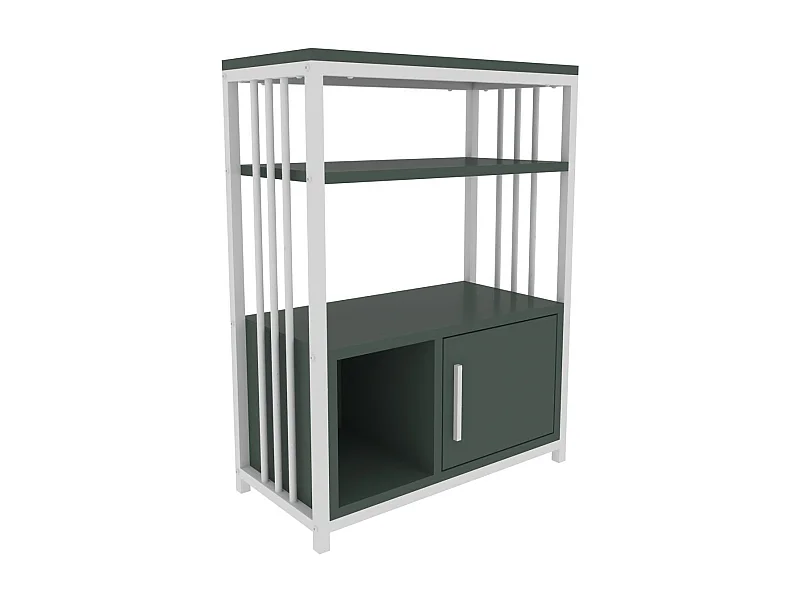 Elegantes grün-weißes Bücherregal, 60 x 80 x 29,6 cm | 100 % melaminbeschichtete Spanplatte, 18 mm dick | Perfekt für moderne Wohn- und Büro