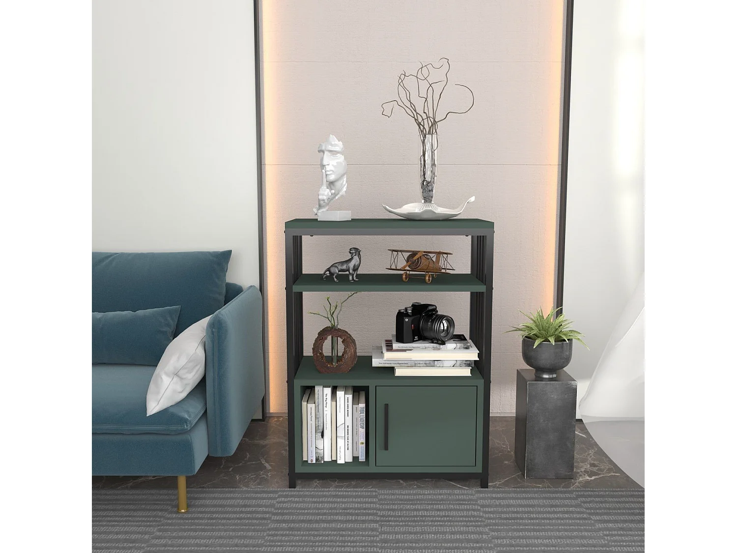 Table d'appoint Kama L60cm Noir et Vert