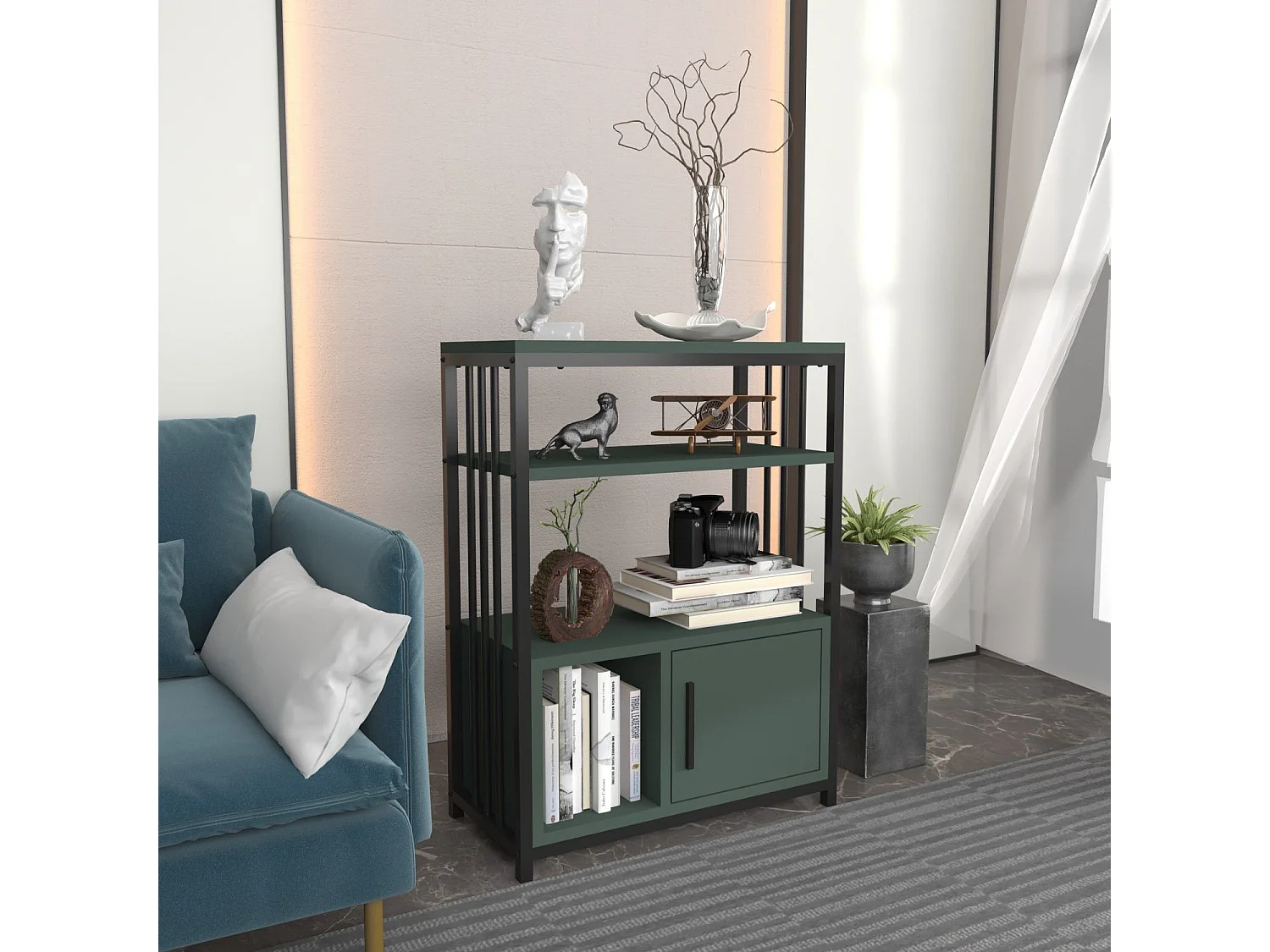 Table d'appoint Kama L60cm Noir et Vert