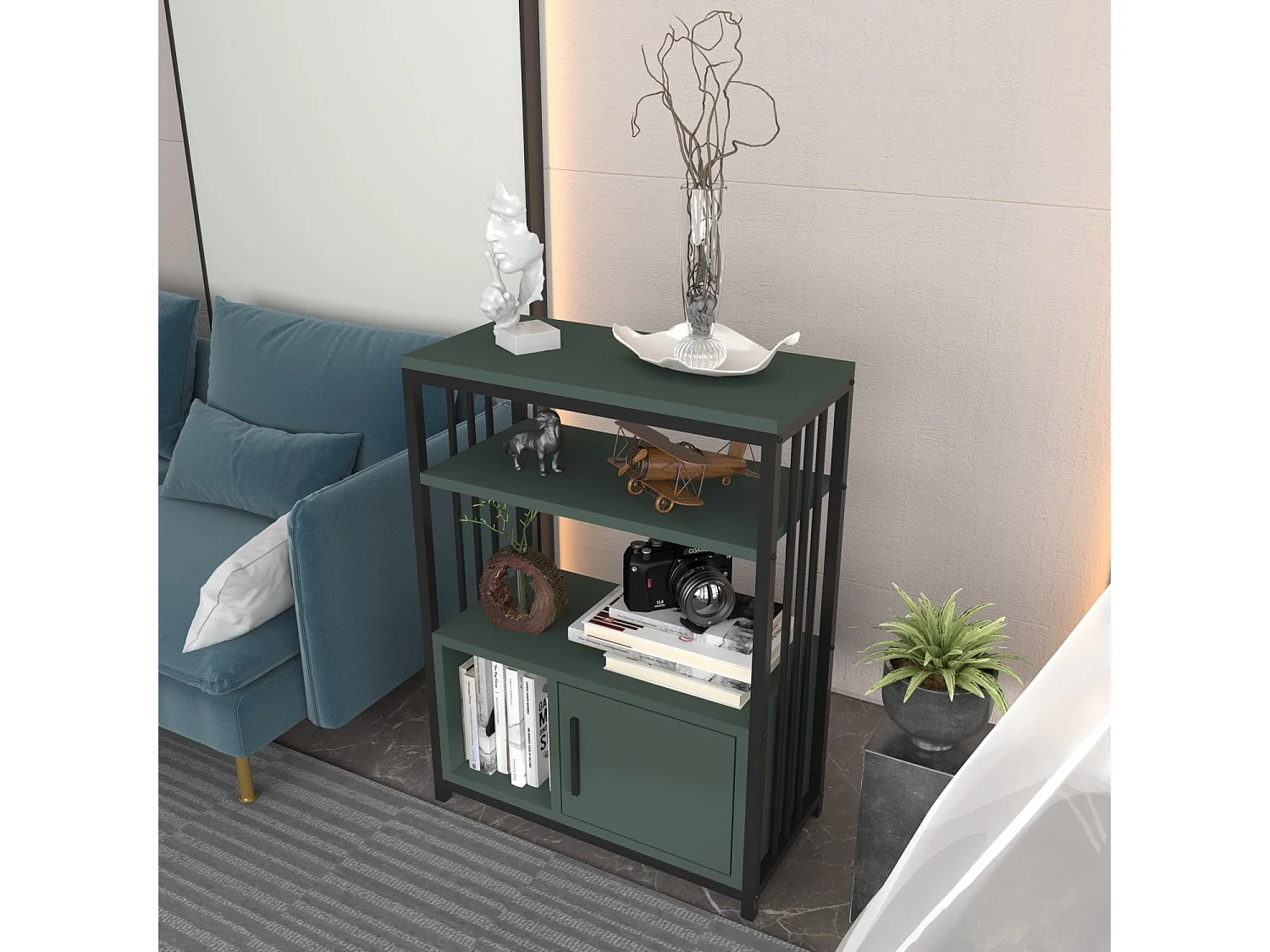 Table d'appoint Kama L60cm Noir et Vert
