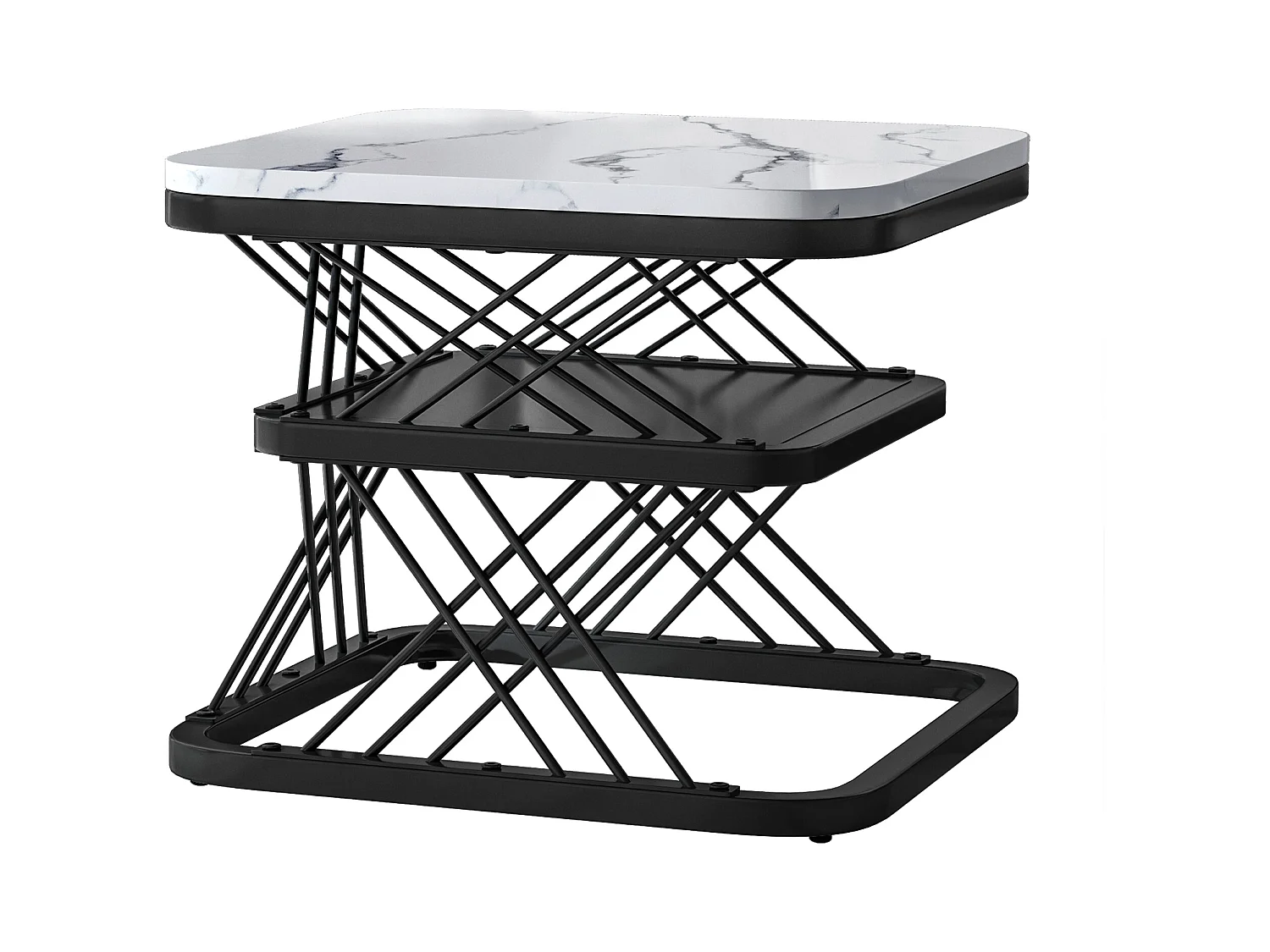 2er-Set Couchtische, quadratischer Beistelltisch, Schwarz