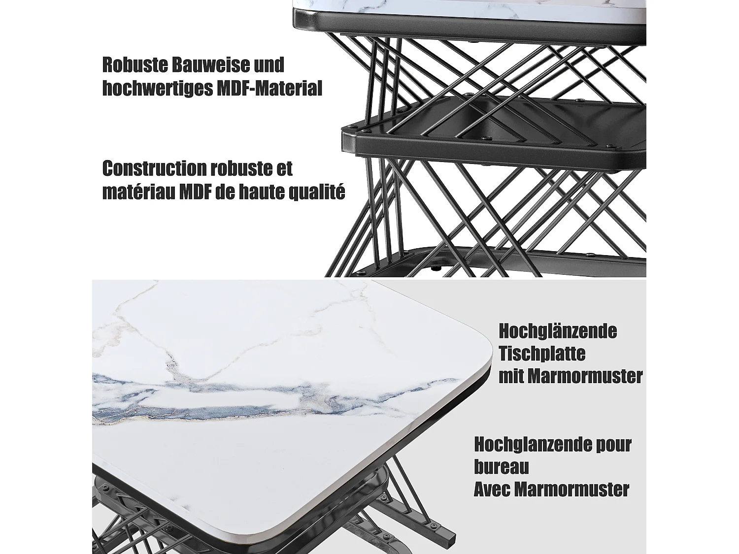 Lot de 2 Tables Basses gigognes, Carrées Table d'appoint, noir