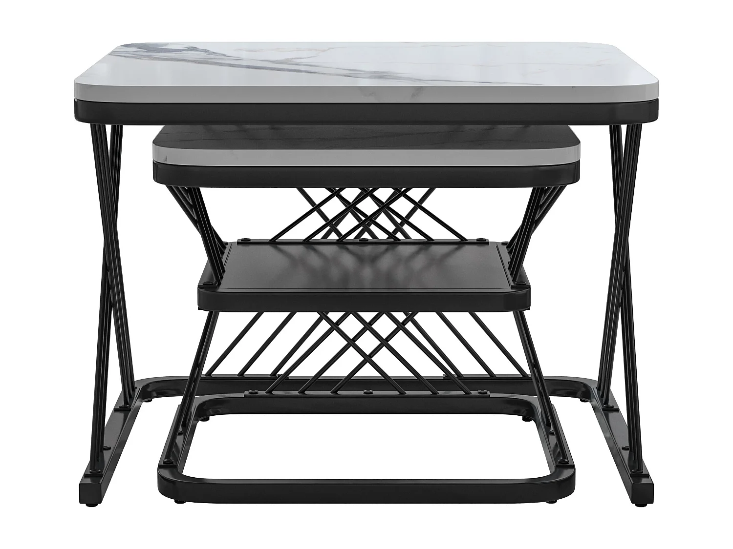 Lot de 2 Tables Basses gigognes, Carrées Table d'appoint, noir