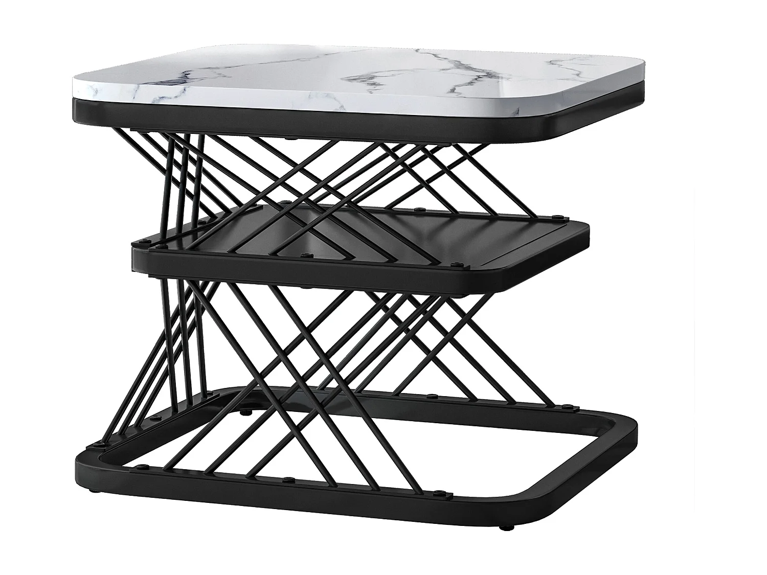 Lot de 2 Tables Basses gigognes, Carrées Table d'appoint, noir