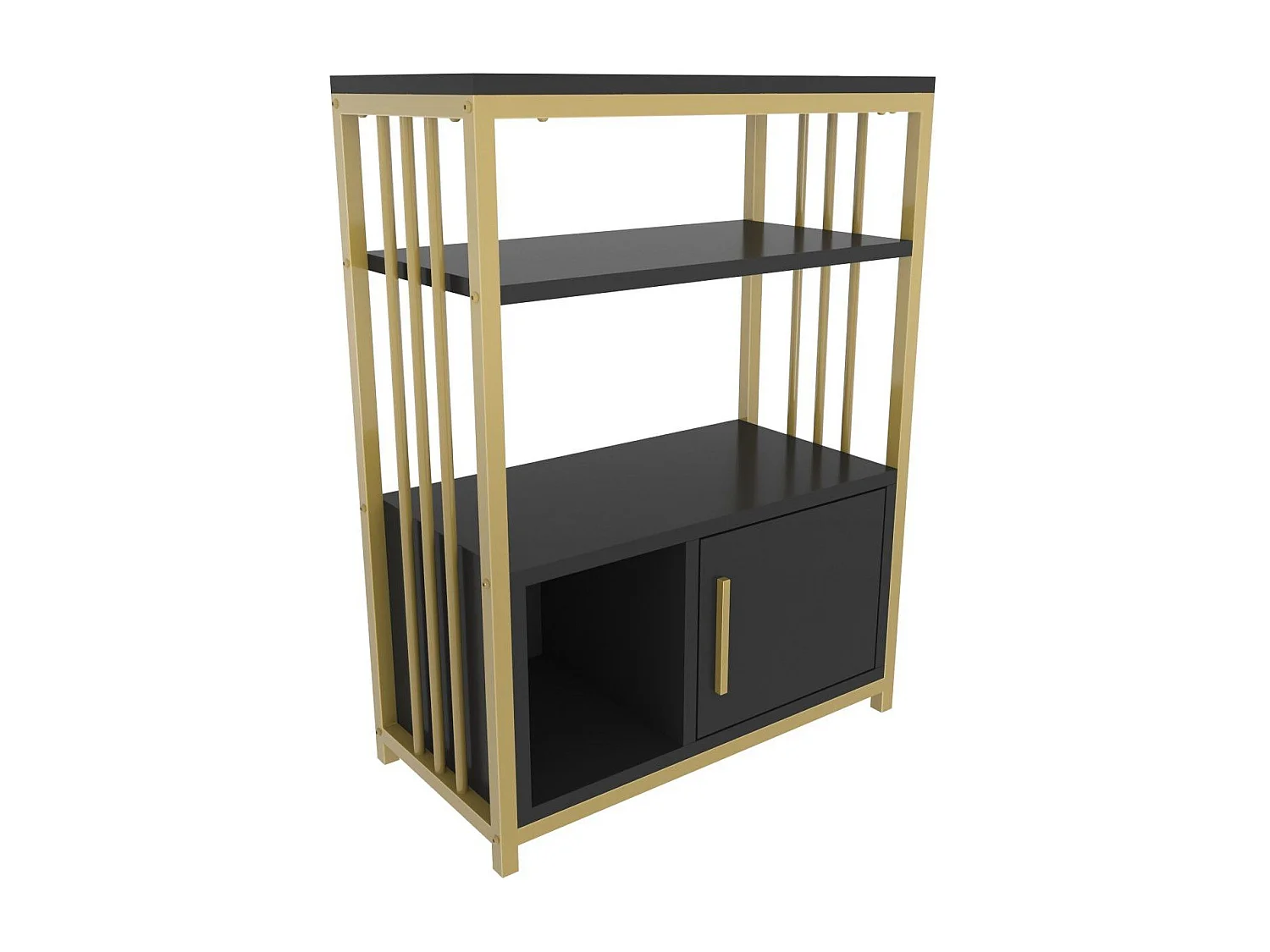 Elegante antraciet-gouden boekenkast, 60 x 80 x 29,6 cm | 100% melamine-gecoate spaanplaat, 18 mm dik | Perfect voor moderne woon- en opberg
